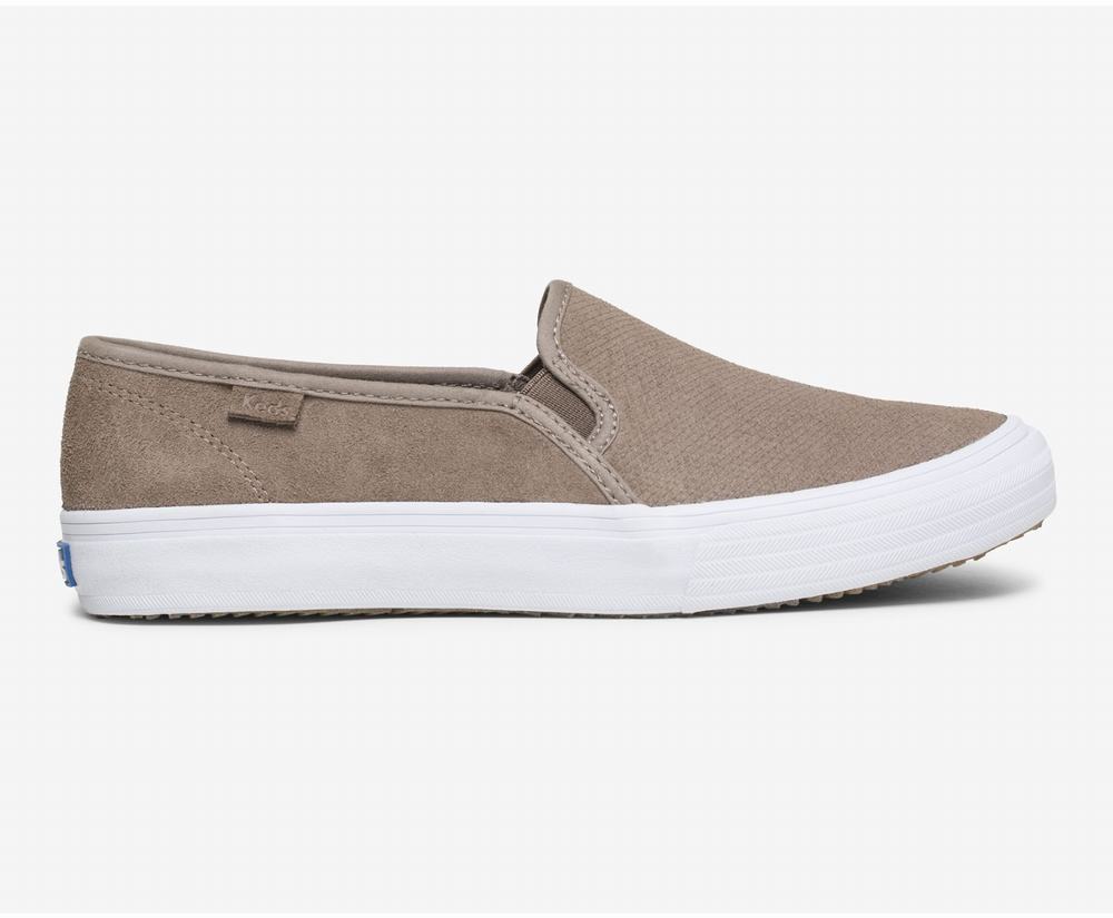 Women's Keds Double Decker Suede Slip Ons Grey 1854027XI - South Africa